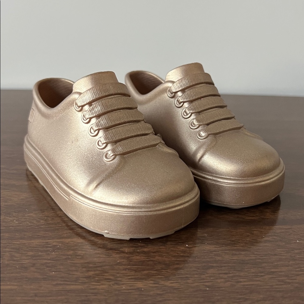Mini Melissa Metallic Gold/Bronze Sneakers Size 5 Toddler - Picture 4 of 12